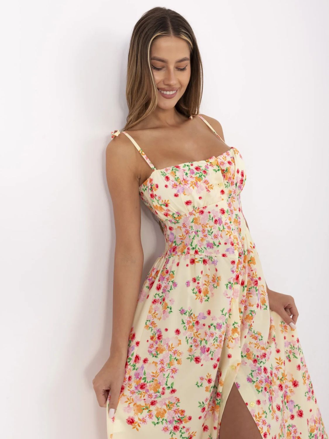 Floral Midi Dress with Straps