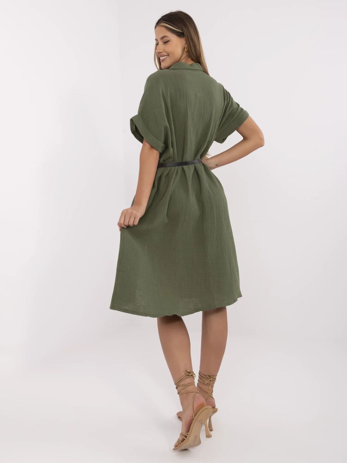 Simple Khaki Dress with Collar