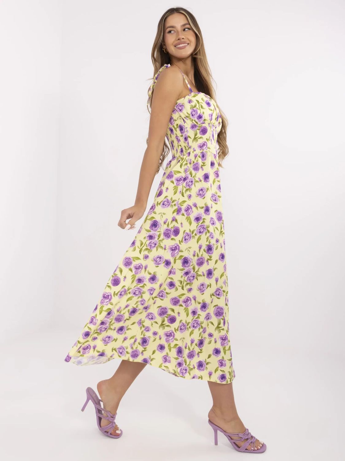 Floral Midi Dress with Straps