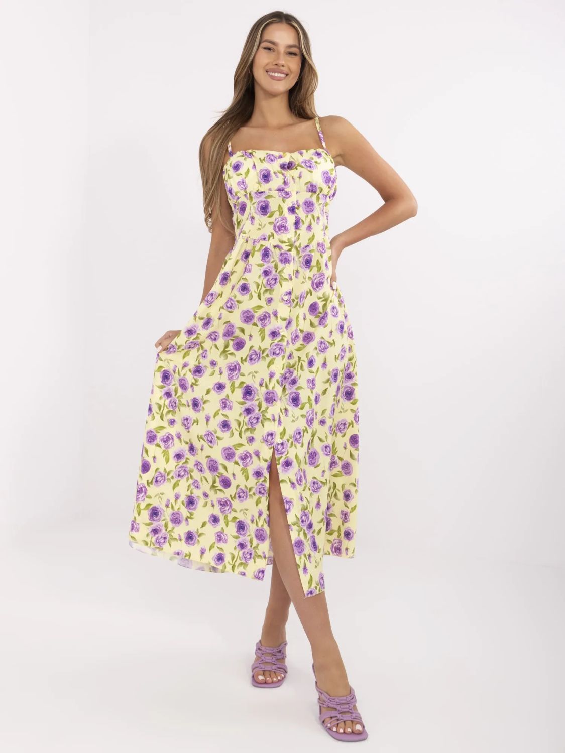 Floral Midi Dress with Straps