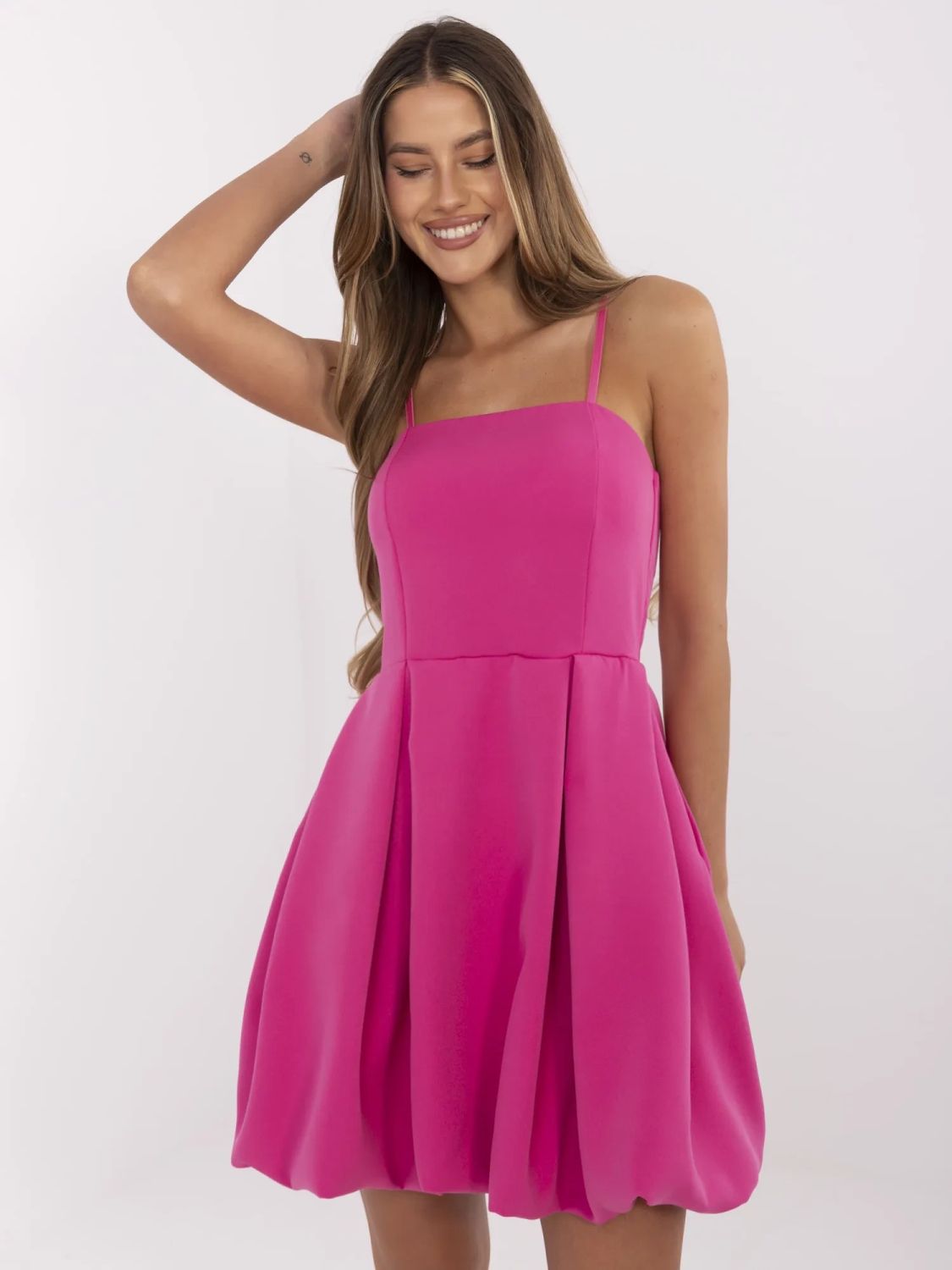Pink Cocktail Dress with Adjustable Straps
