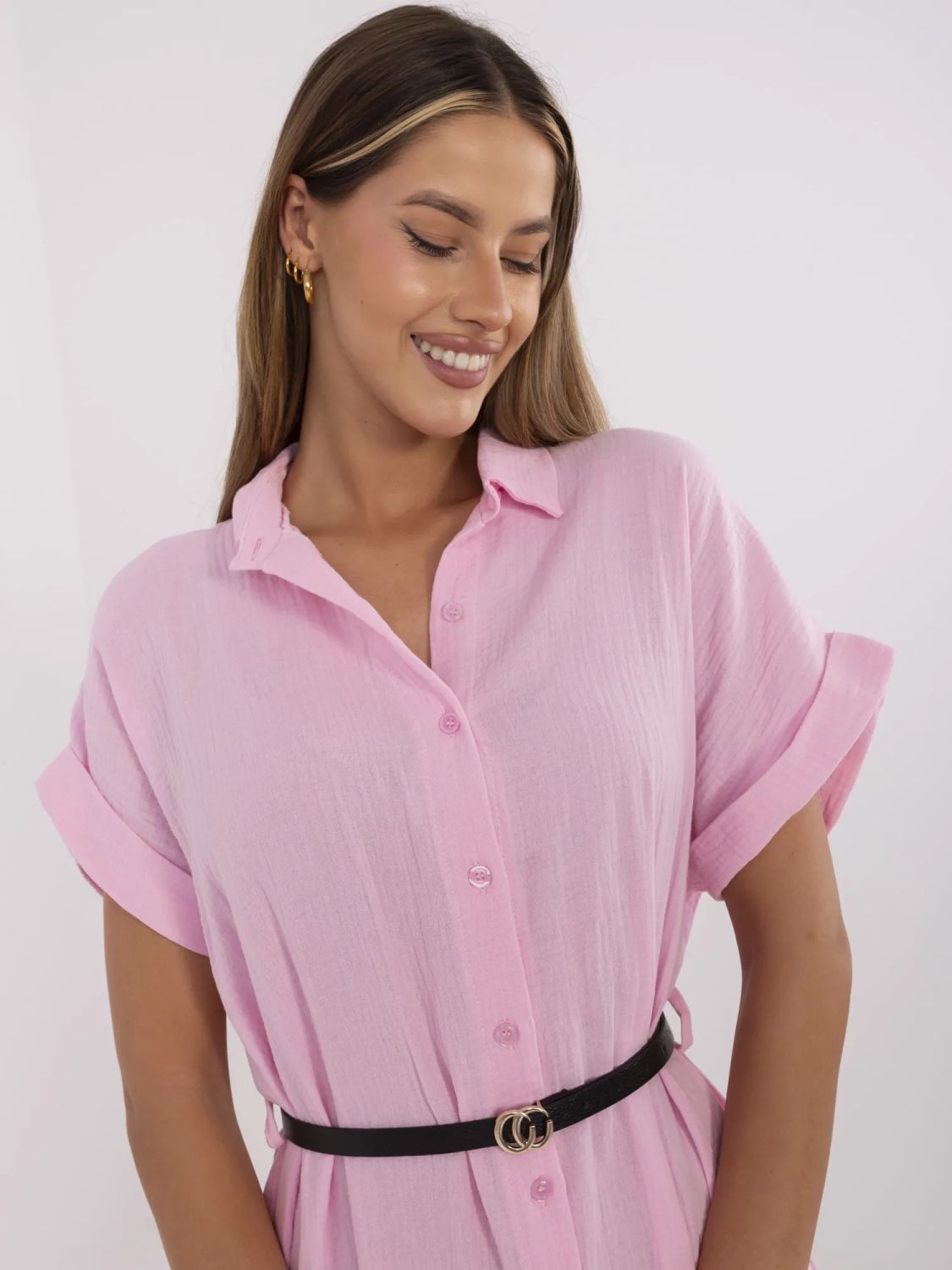 Simple Pink Dress with Collar