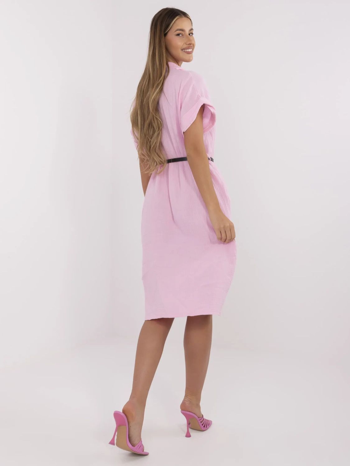 Simple Pink Dress with Collar