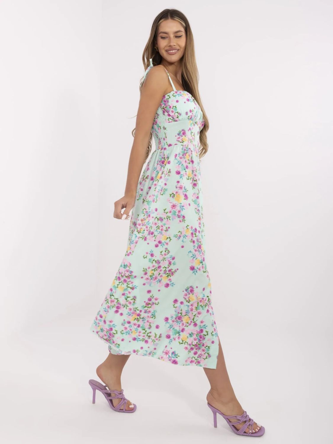 Floral Midi Dress with Straps