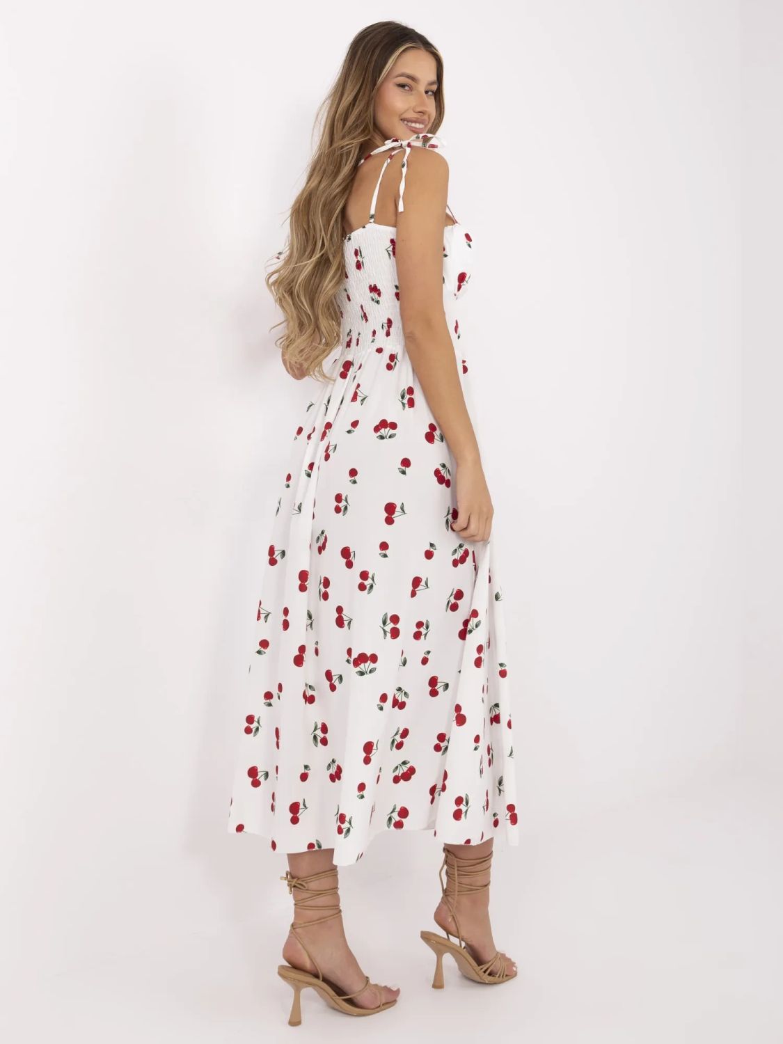 White Flared Dress with Buttons