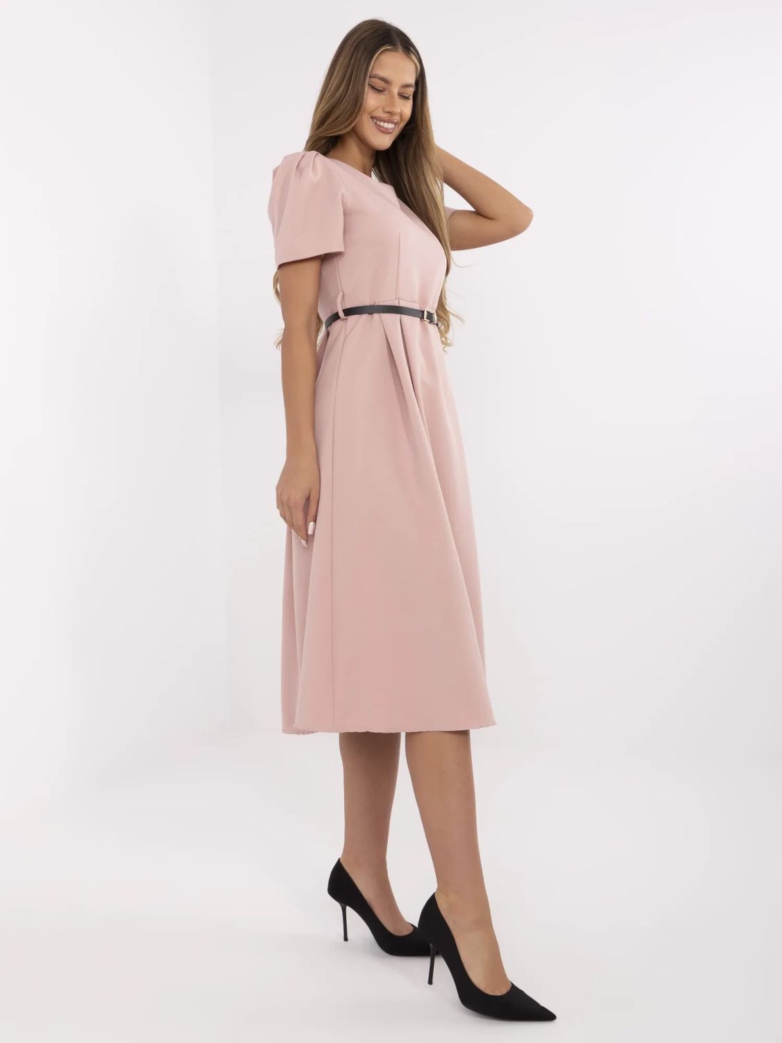 Elegant Midi Dress in Dark Pink