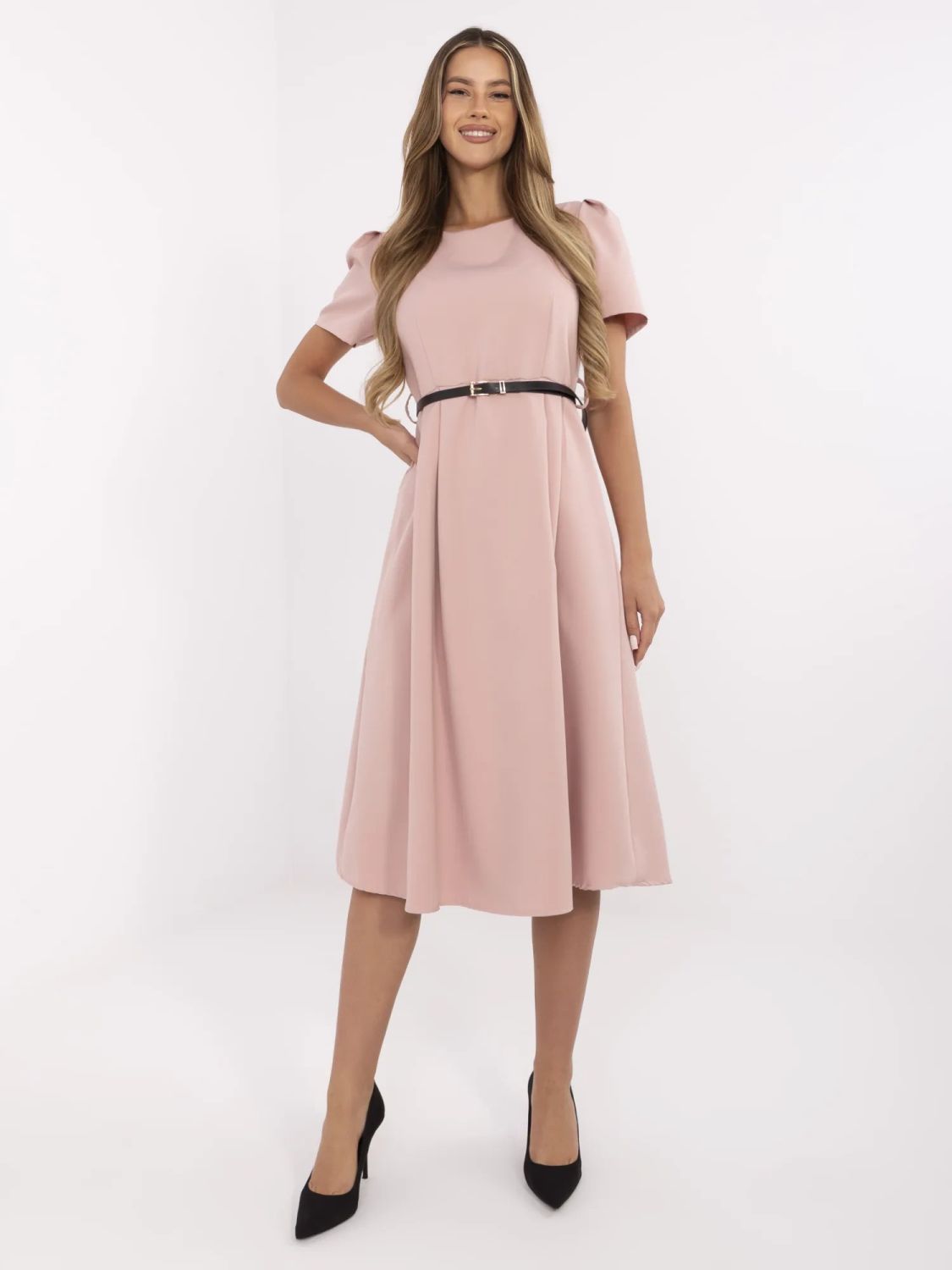 Elegant Midi Dress in Dark Pink