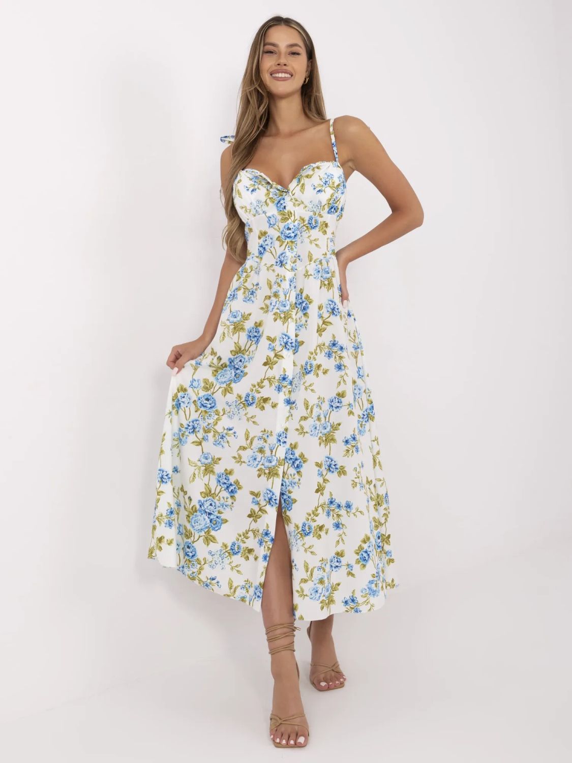 Floral Midi Dress with Straps