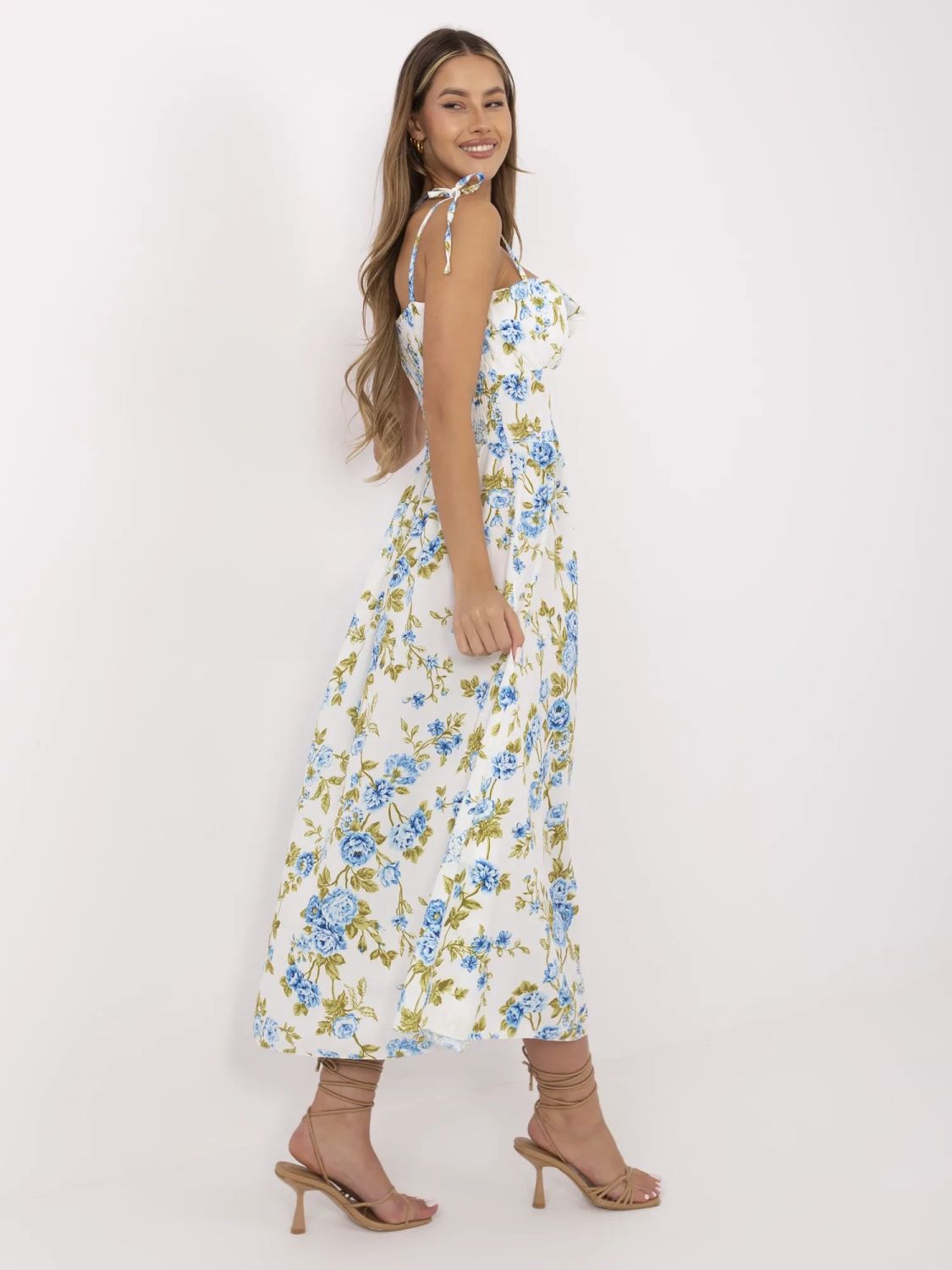 Floral Midi Dress with Straps