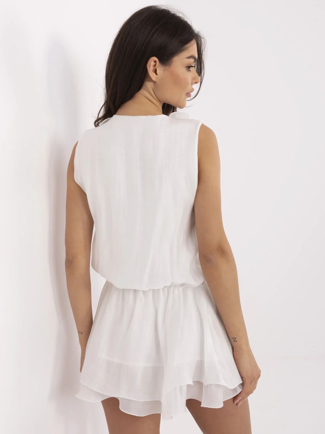 White Cocktail Dress with Ruffles