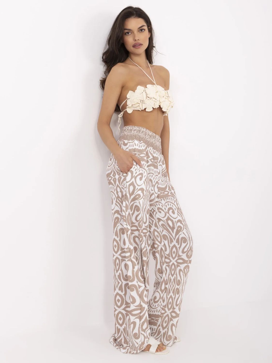 Stylish Brown Pants with Boho Pattern