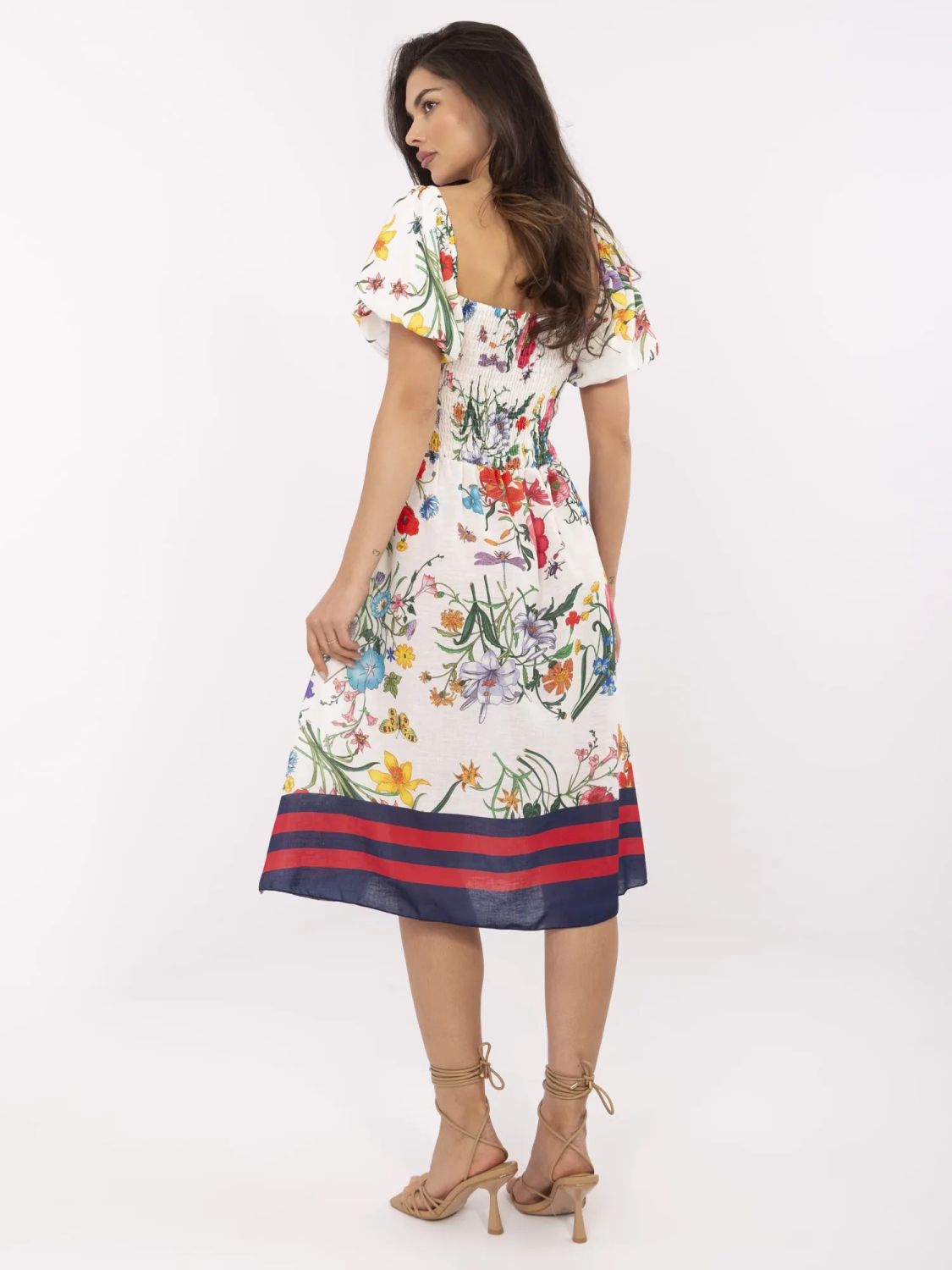 Floral Midi Dress with Short Sleeves