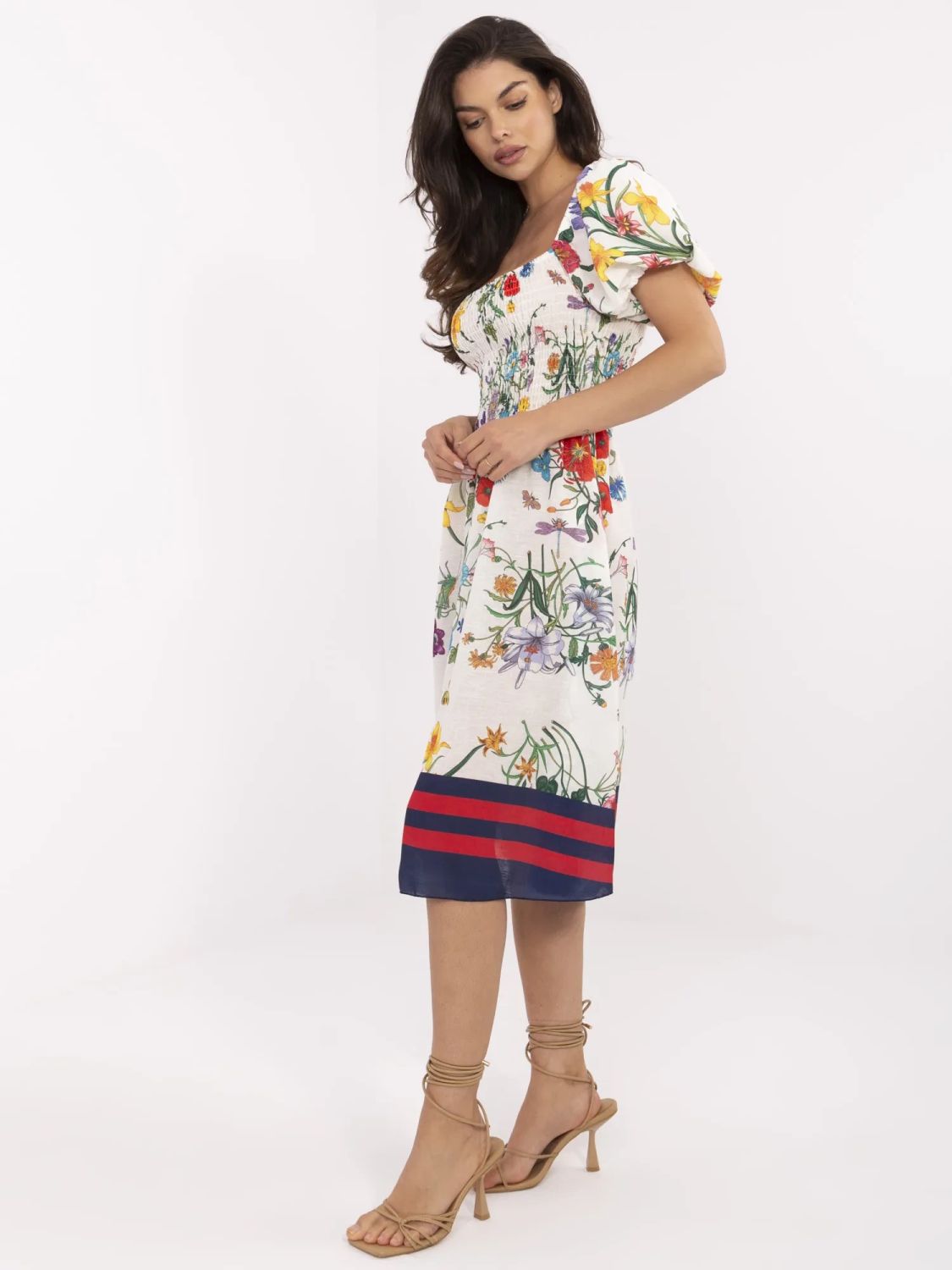 Floral Midi Dress with Short Sleeves