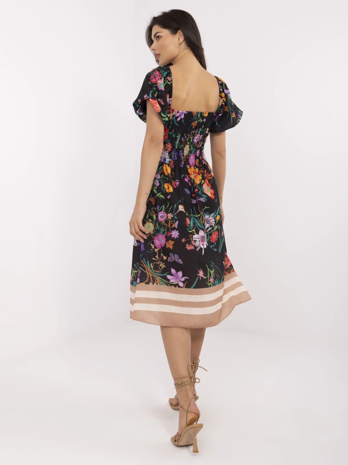 Floral Midi Dress with Short Sleeves