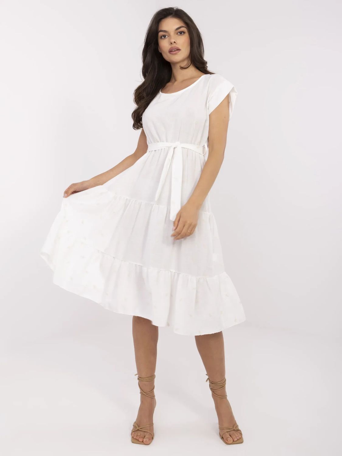Flared Summer Dress in Ecru