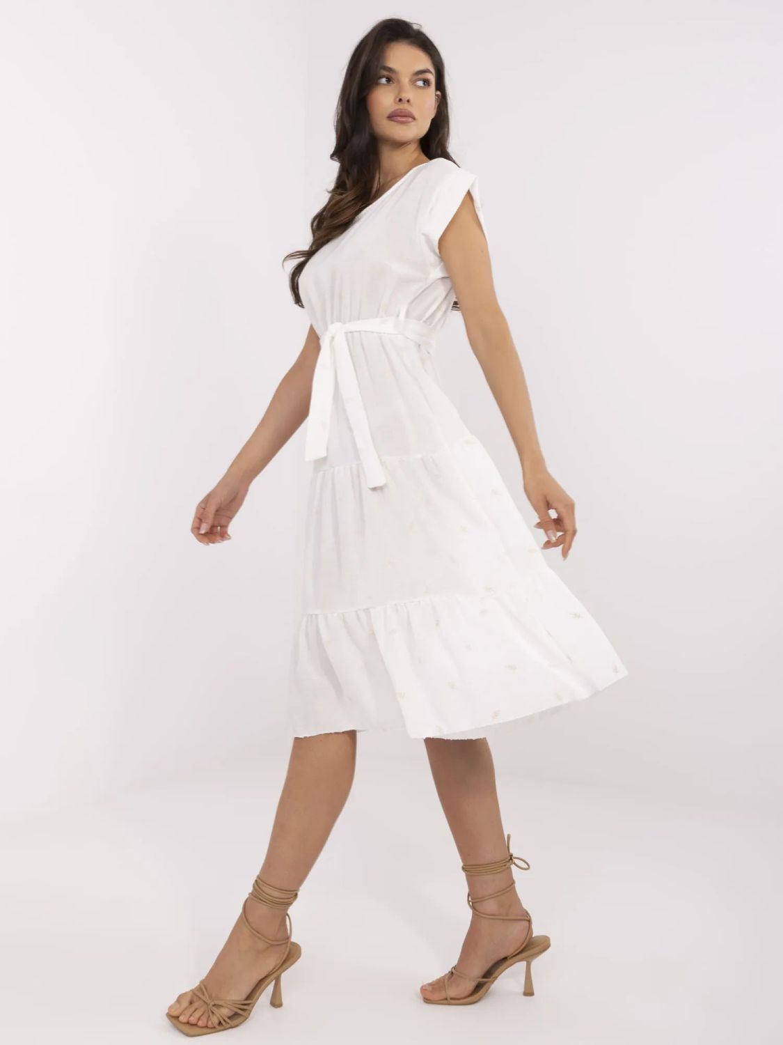 Flared Summer Dress in Ecru