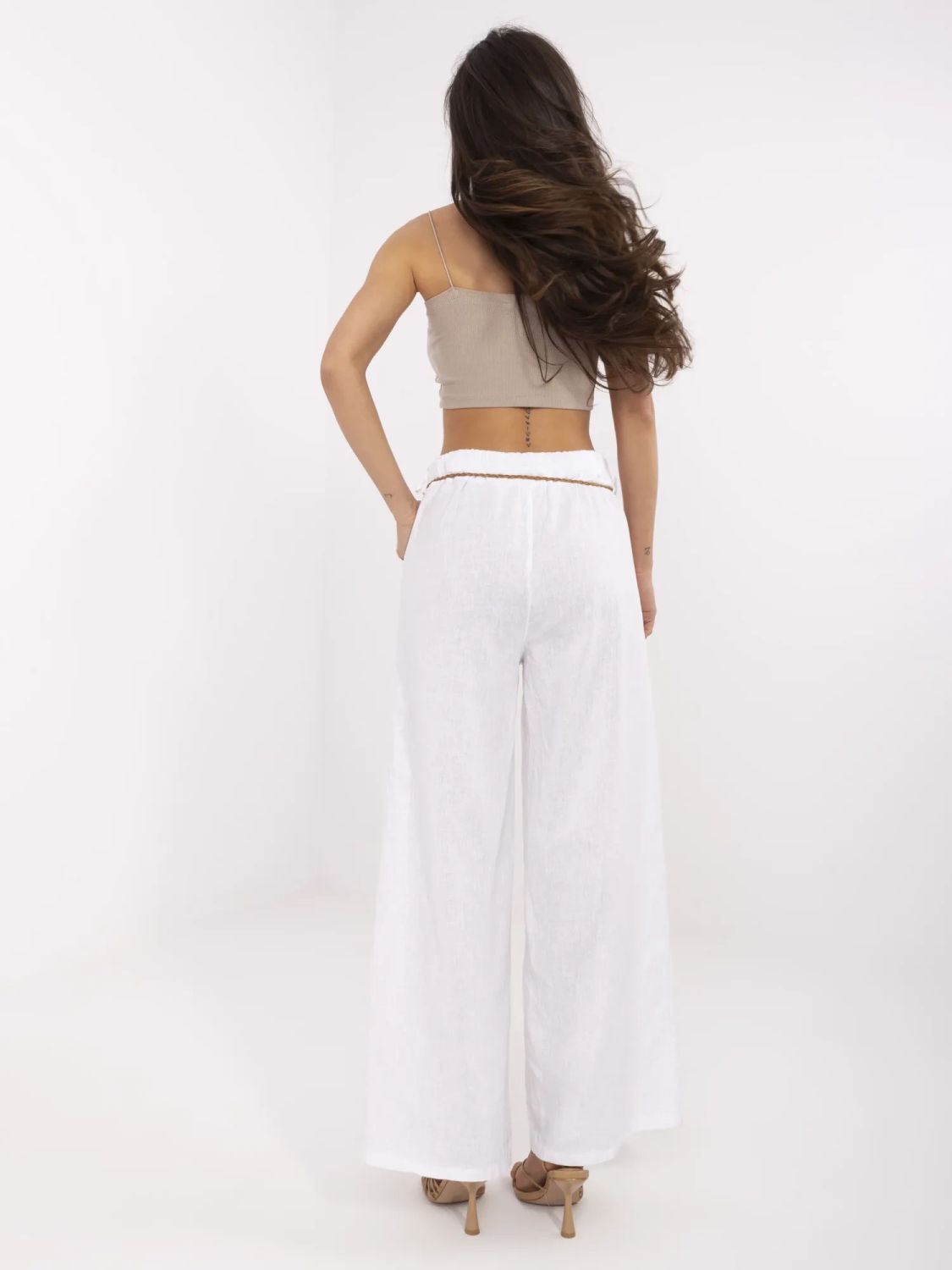 White Wide-Leg Linen Pants