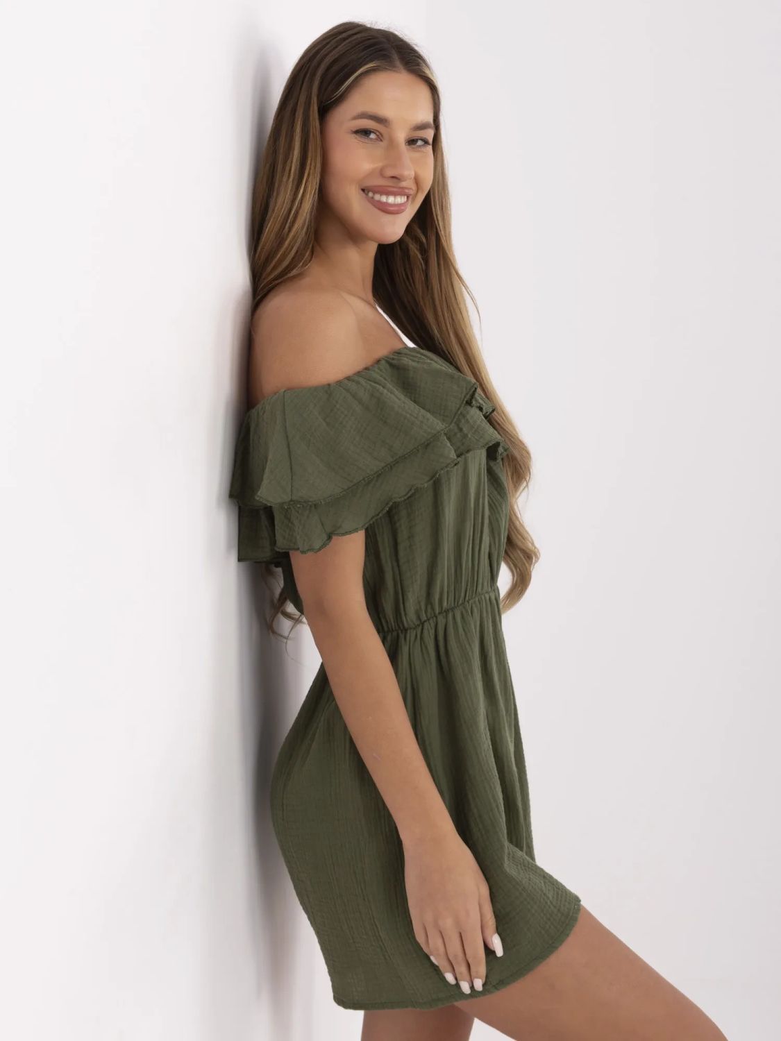 Ruffled Khaki Jumpsuit