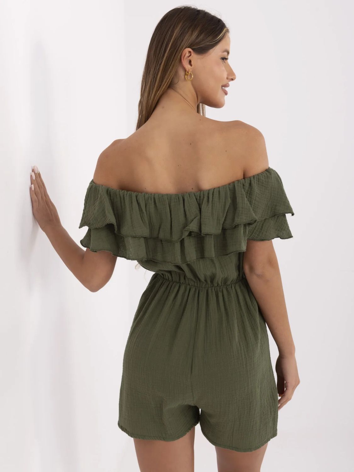 Ruffled Khaki Jumpsuit