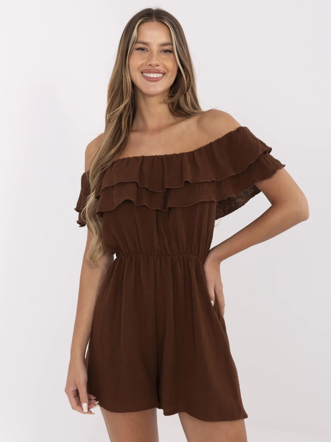 Brown Ruffled Jumpsuit