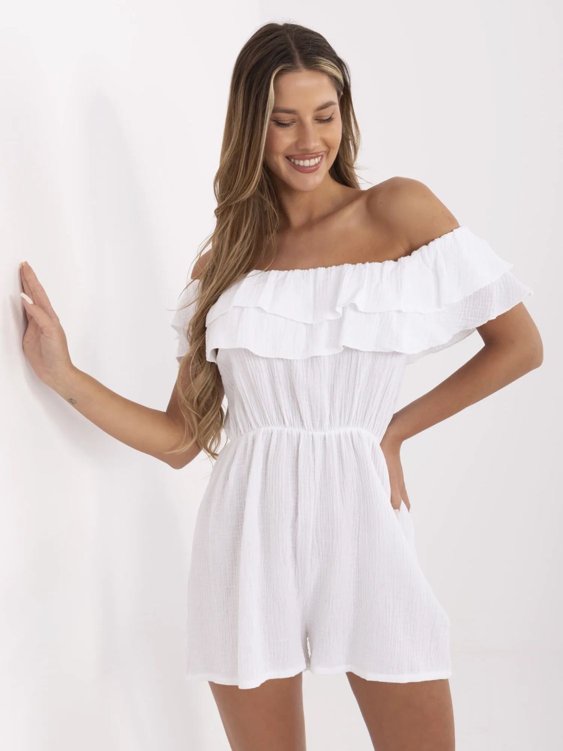 White Ruffled Jumpsuit