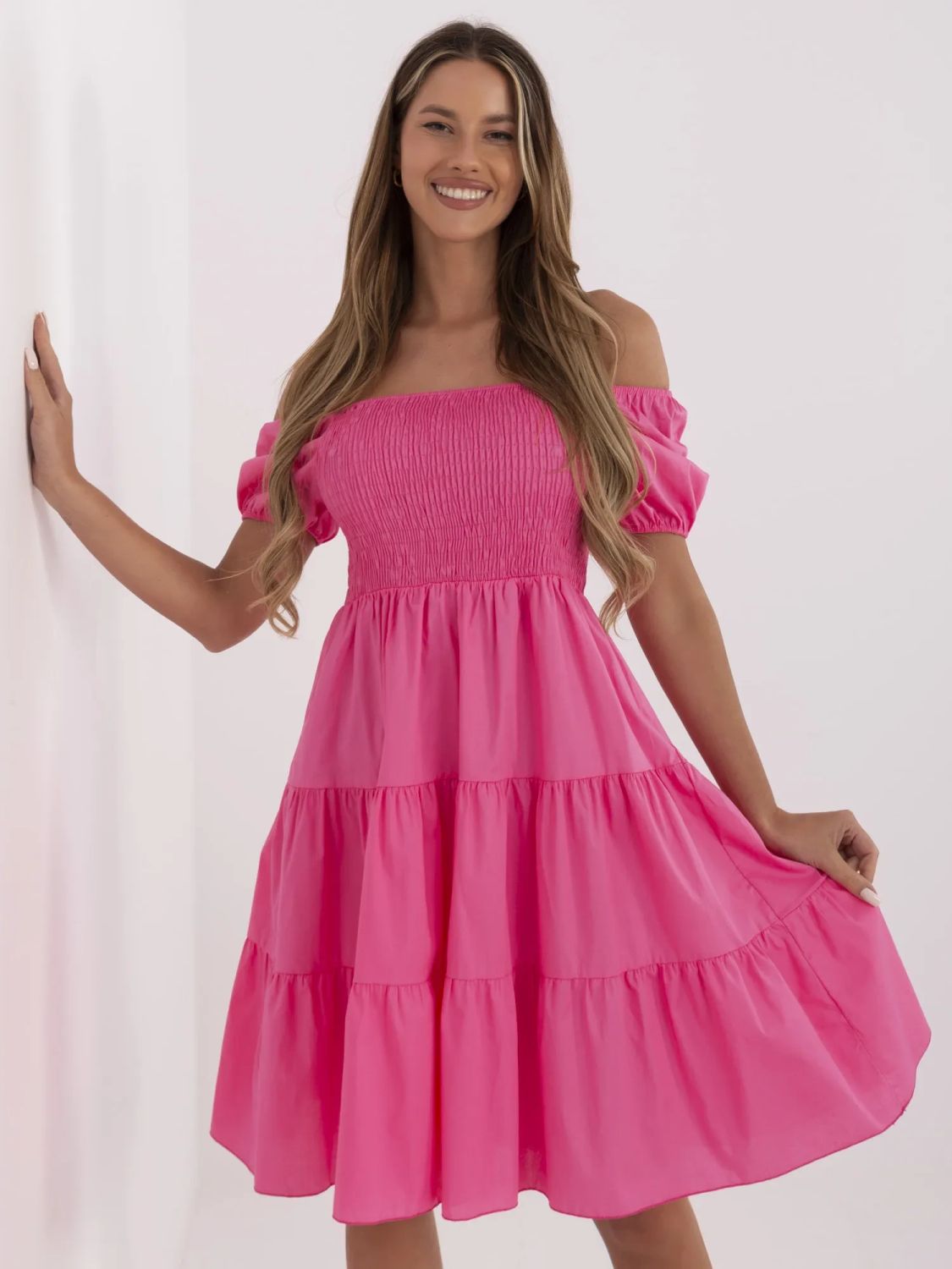 Flared Summer Dress in Dark Pink