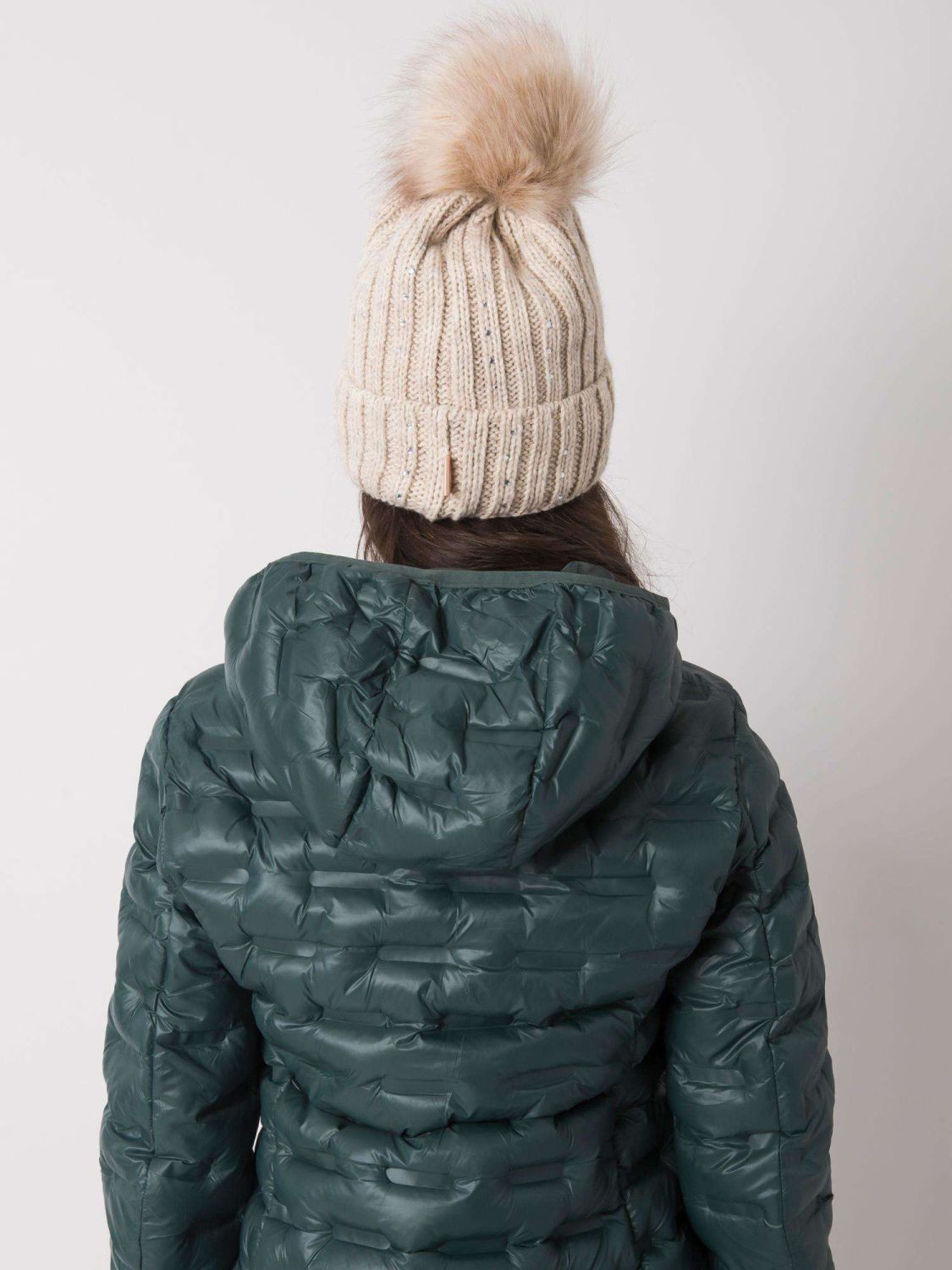 Beige Insulated Hat with Applications