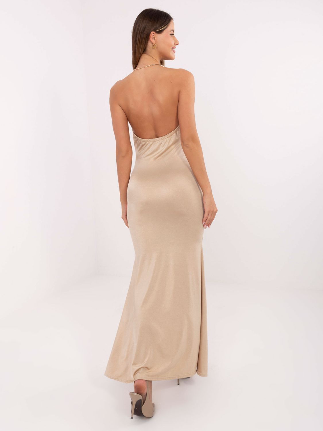 Elegant beige maxi dress