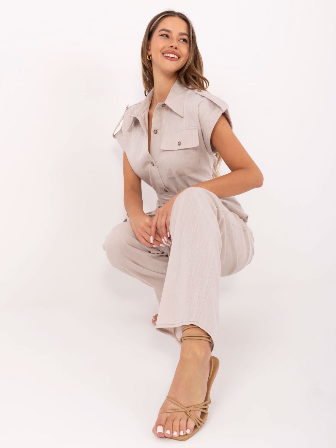 Beige Set with Shirt and Pants