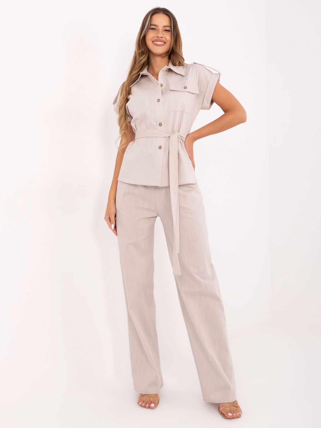 Beige Set with Shirt and Pants