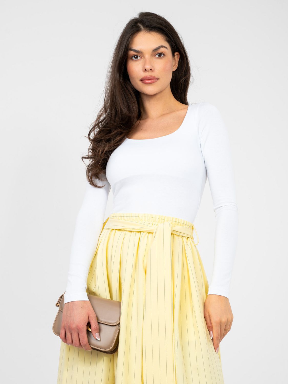 White long sleeve blouse with lining