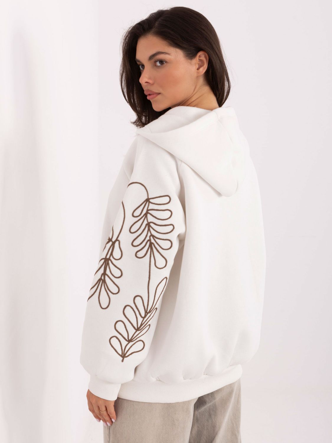 White Hoodie with Embroidery