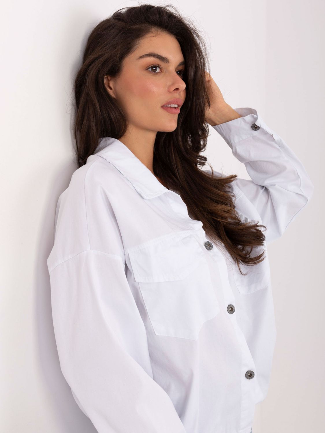 White cotton shirt with pockets