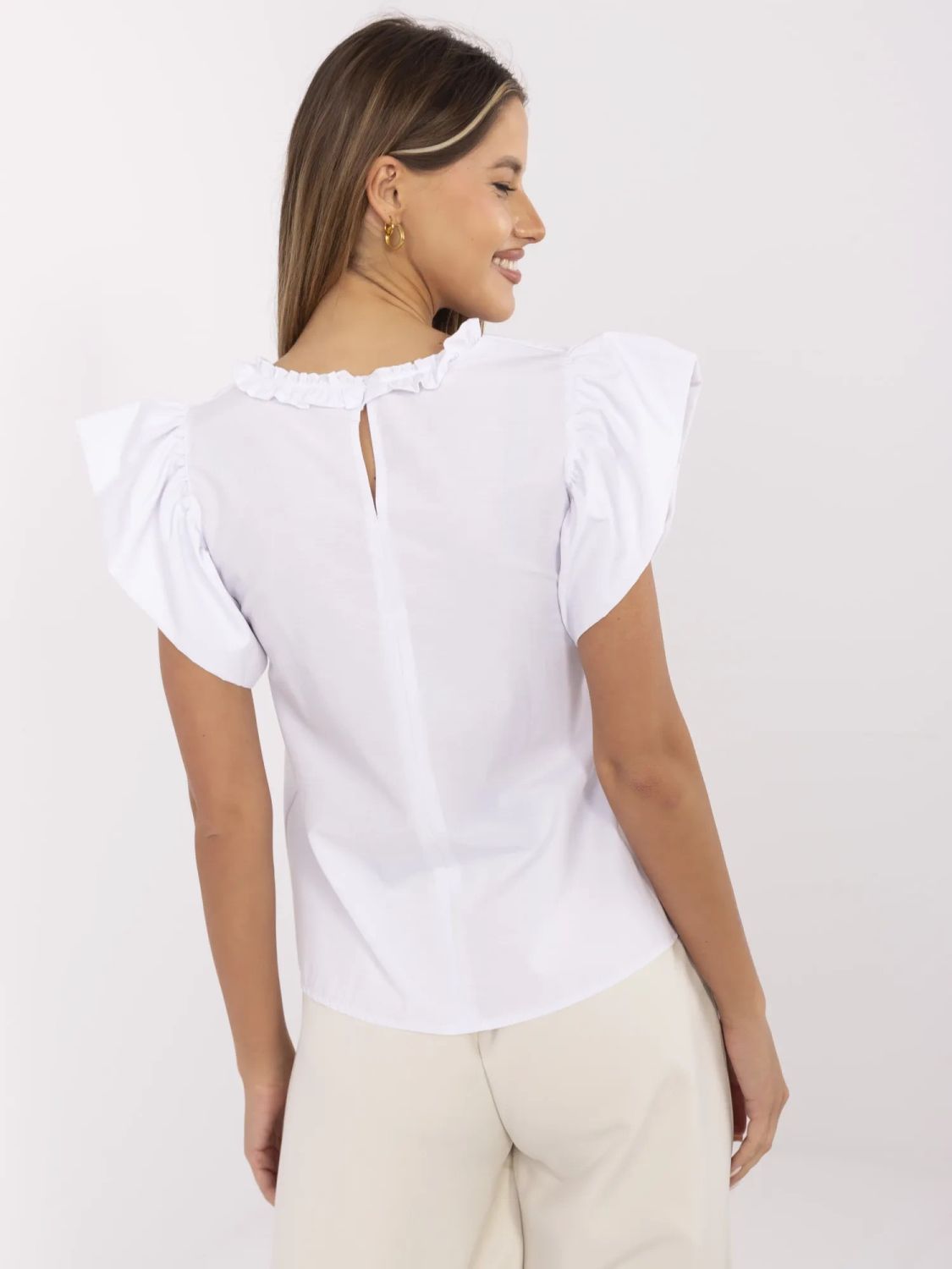 Elegant White Blouse with Ruffles