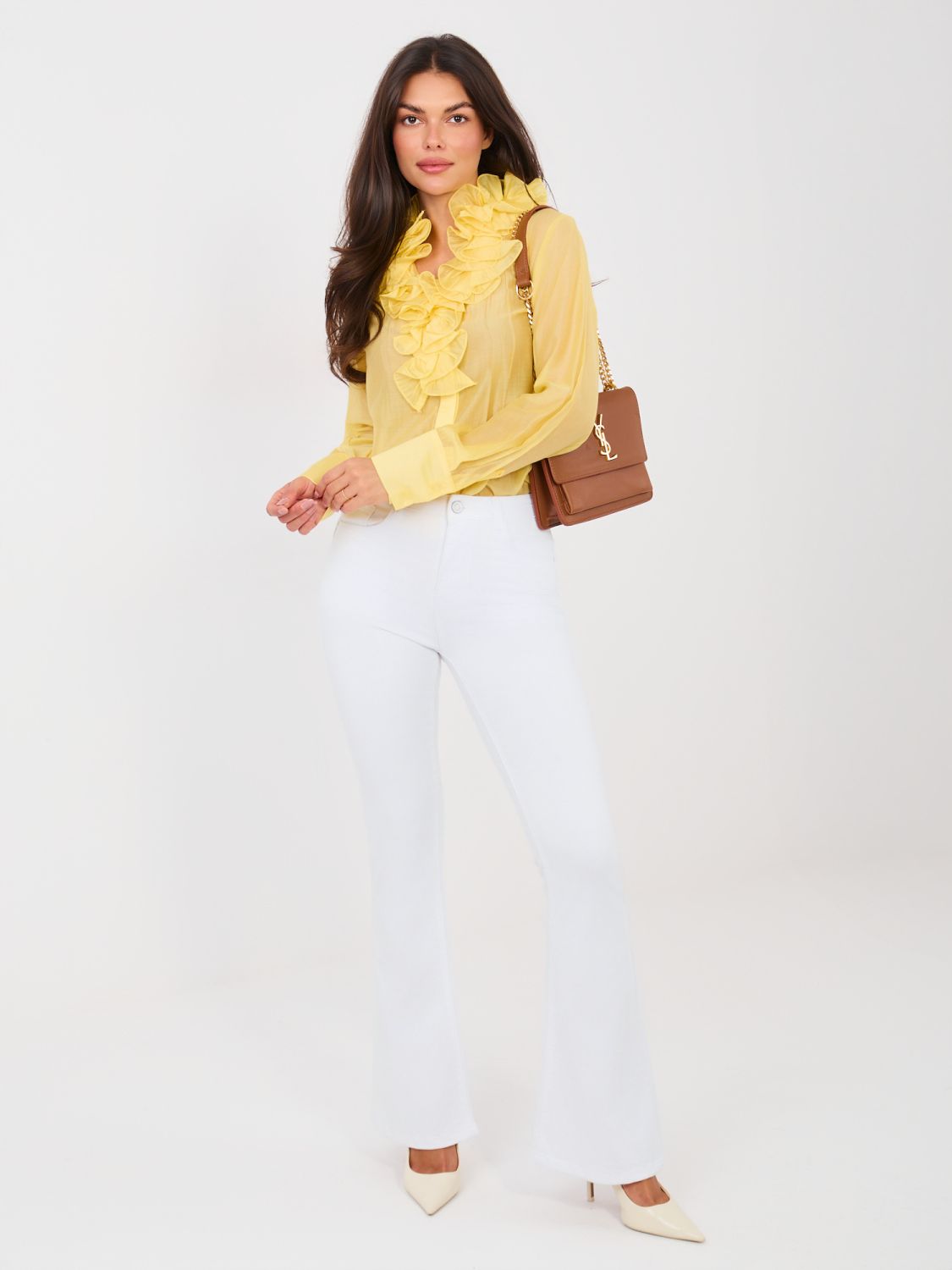 White Wide-Leg High-Waisted Jeans