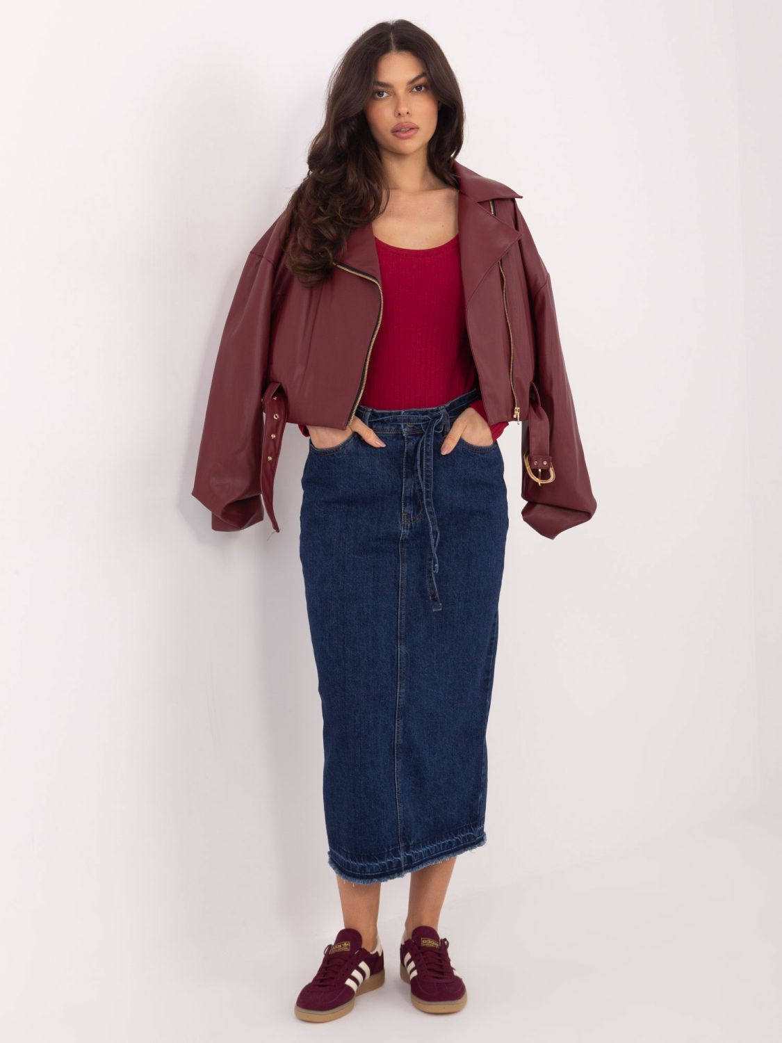 Burgundy ribbed long sleeve bodysuit