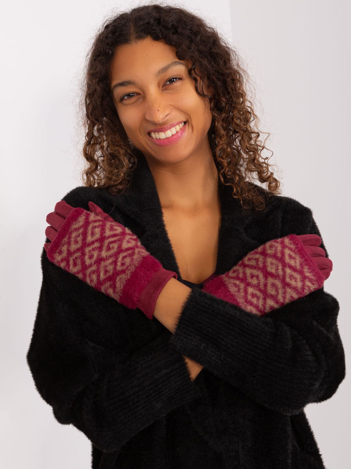 Stylish Gloves in Burgundy Color