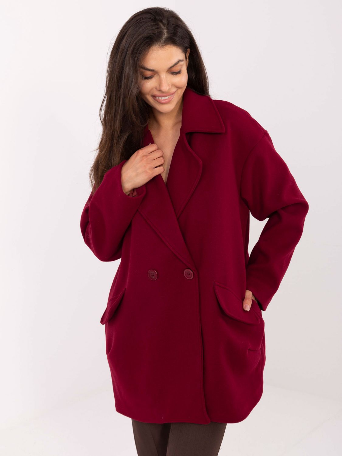 Elegant Transitional Coat in Burgundy