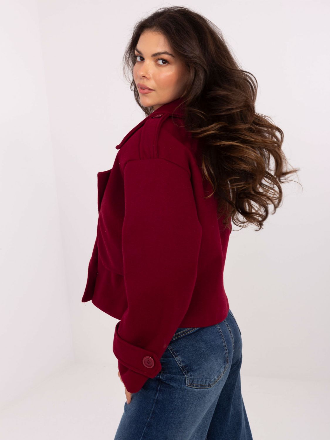 Elegant Transitional Coat in Burgundy