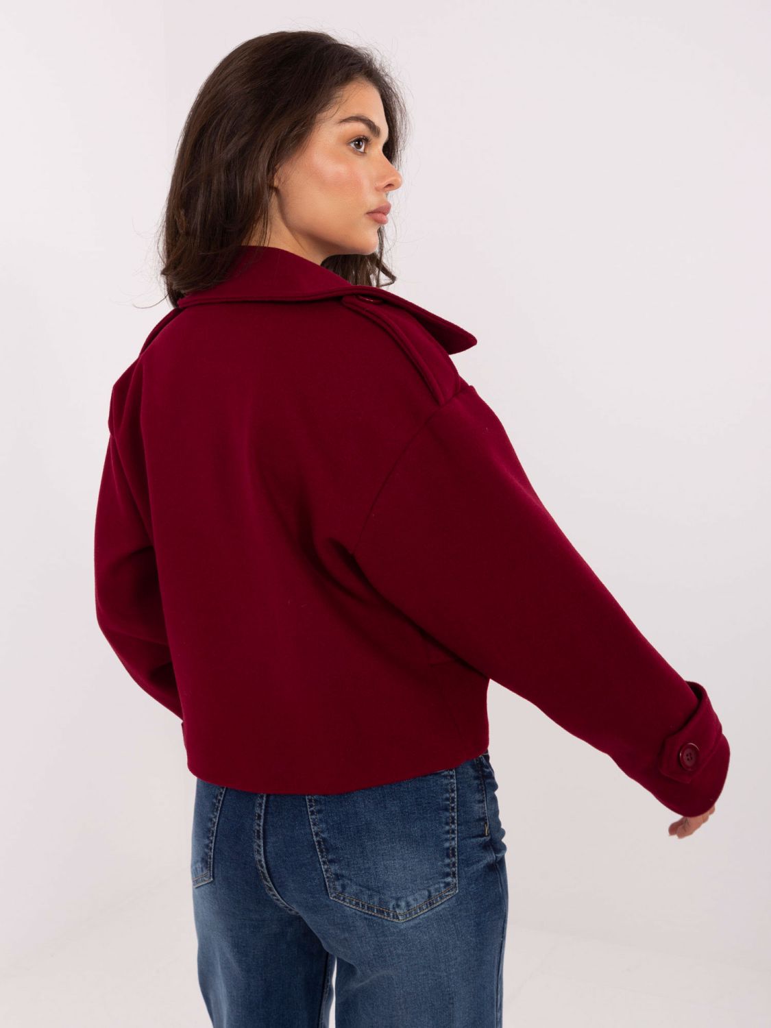 Elegant Transitional Coat in Burgundy