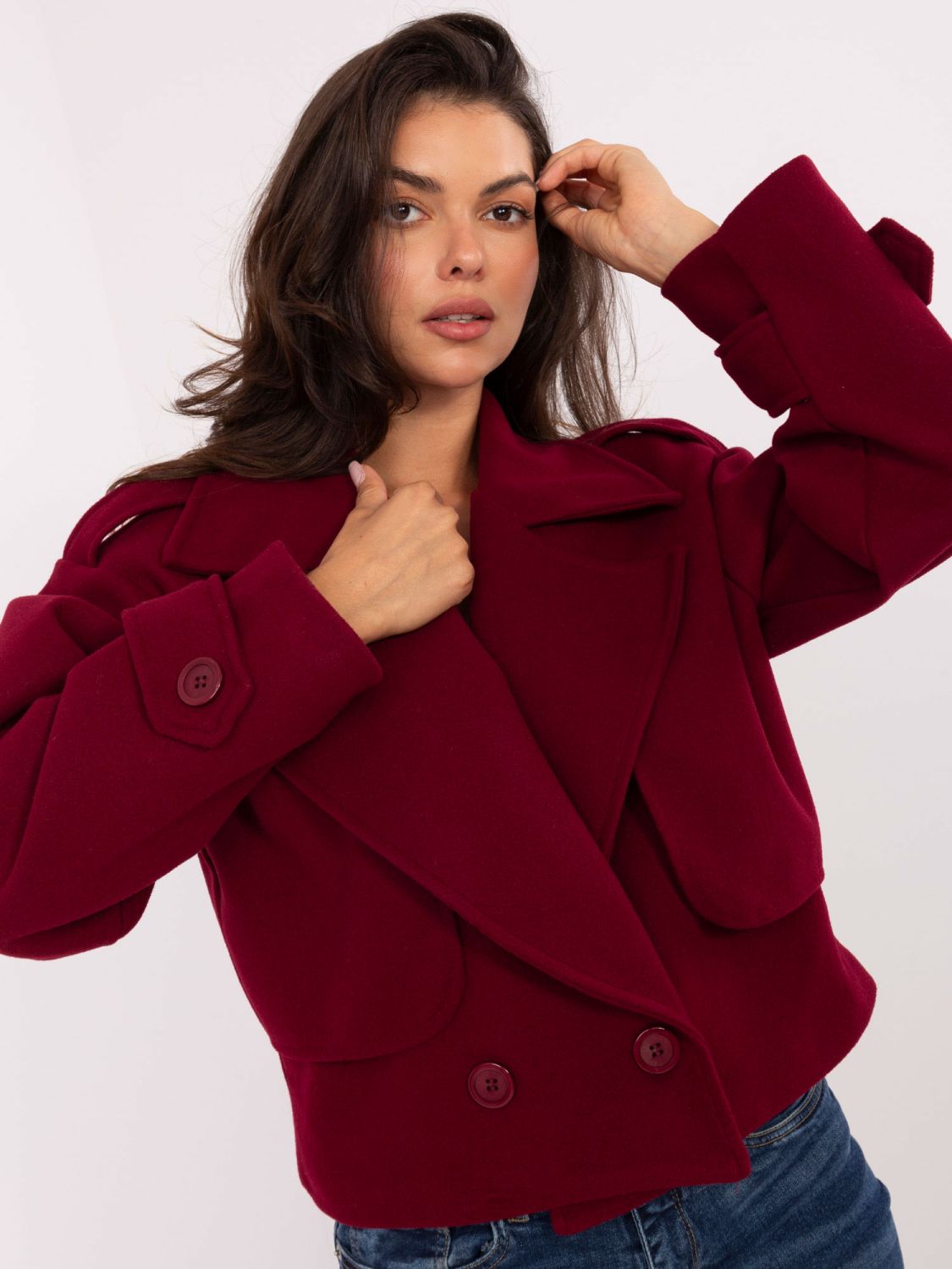 Elegant Transitional Coat in Burgundy