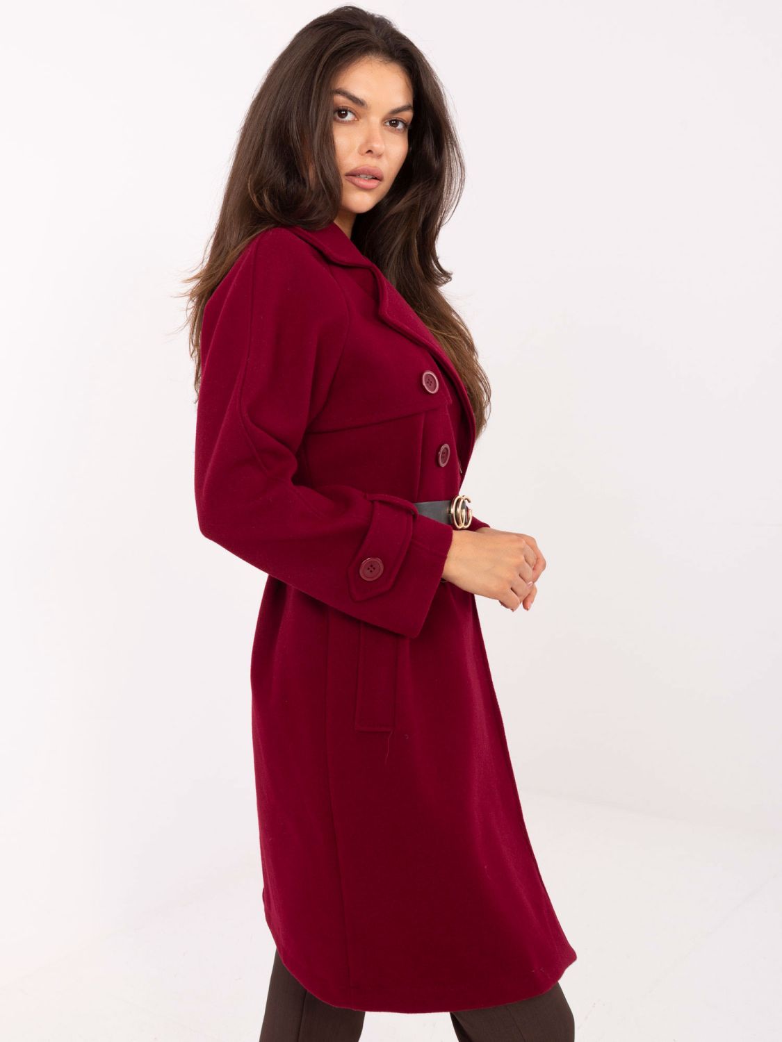 Elegant Transitional Coat in Burgundy