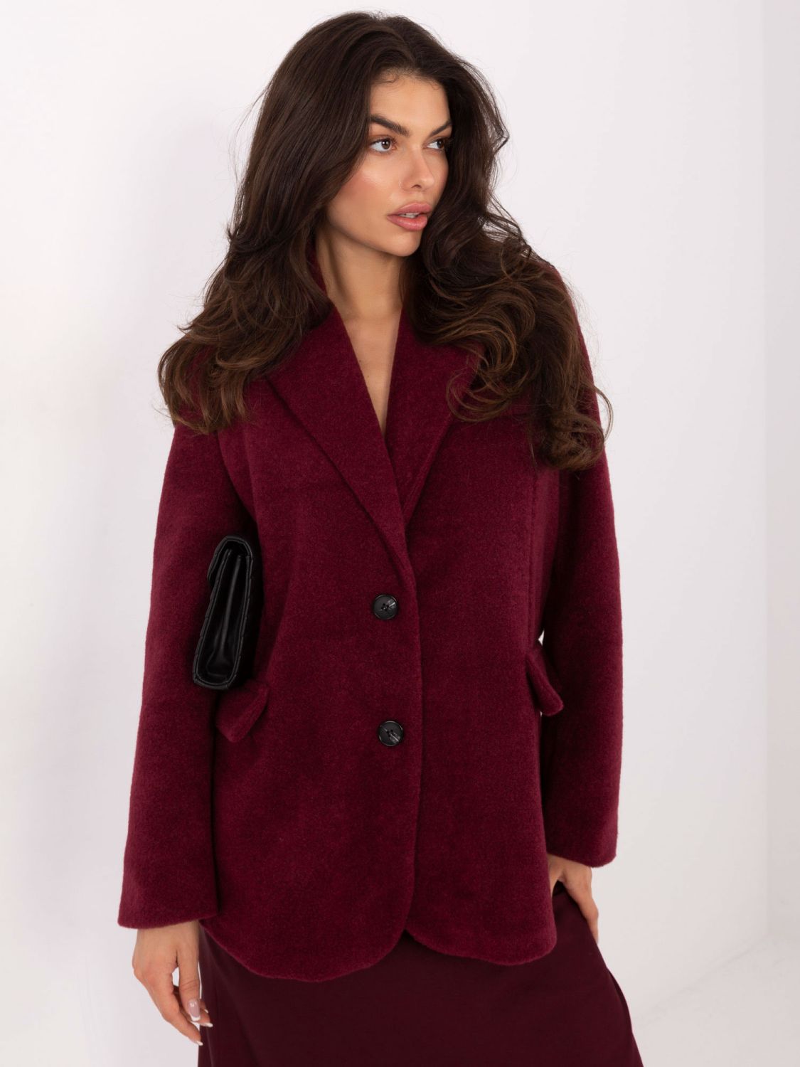 Elegant burgundy transitional coat with lining