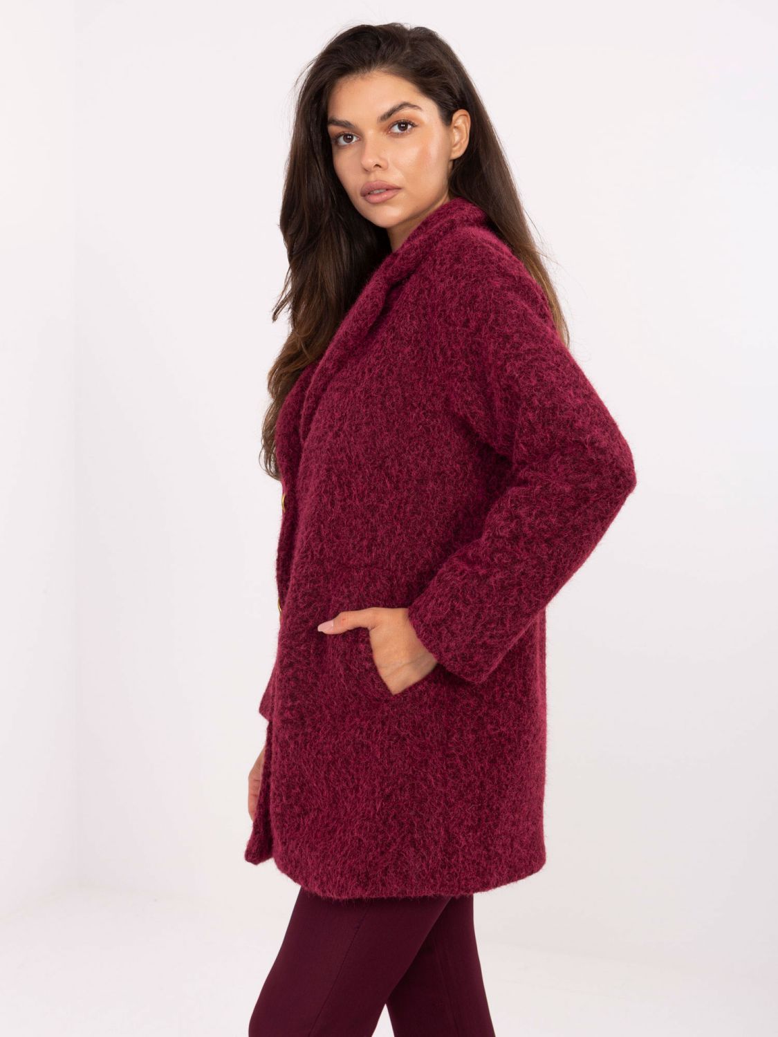 Elegant Transitional Coat in Burgundy