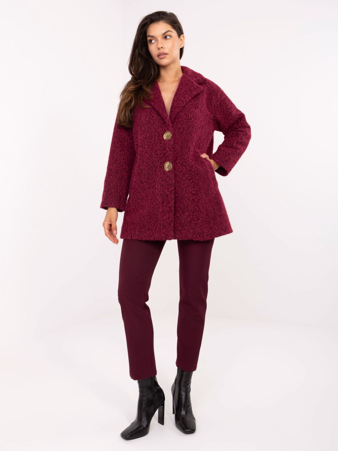 Elegant Transitional Coat in Burgundy