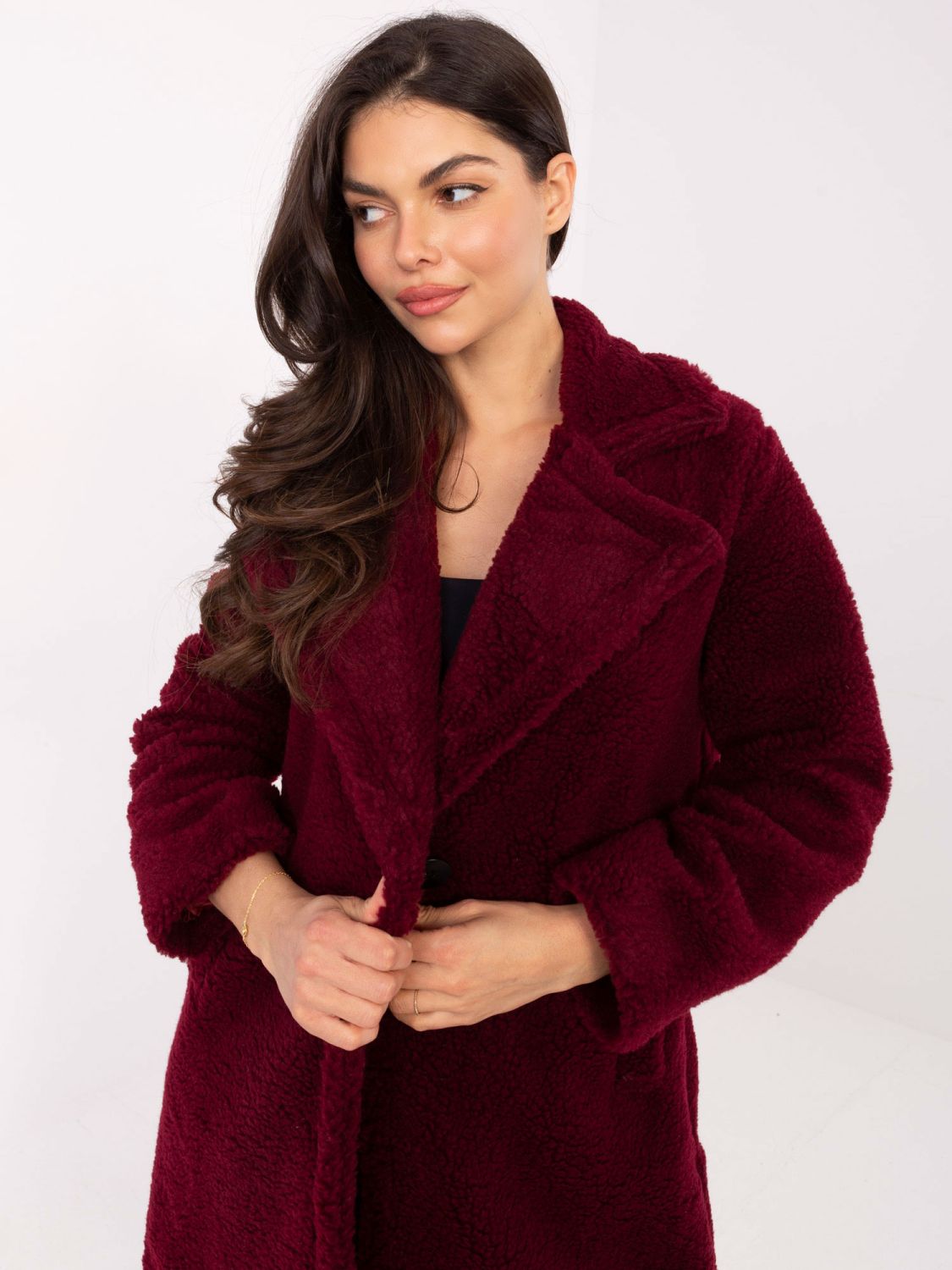 Burgundy coat with lining and pockets