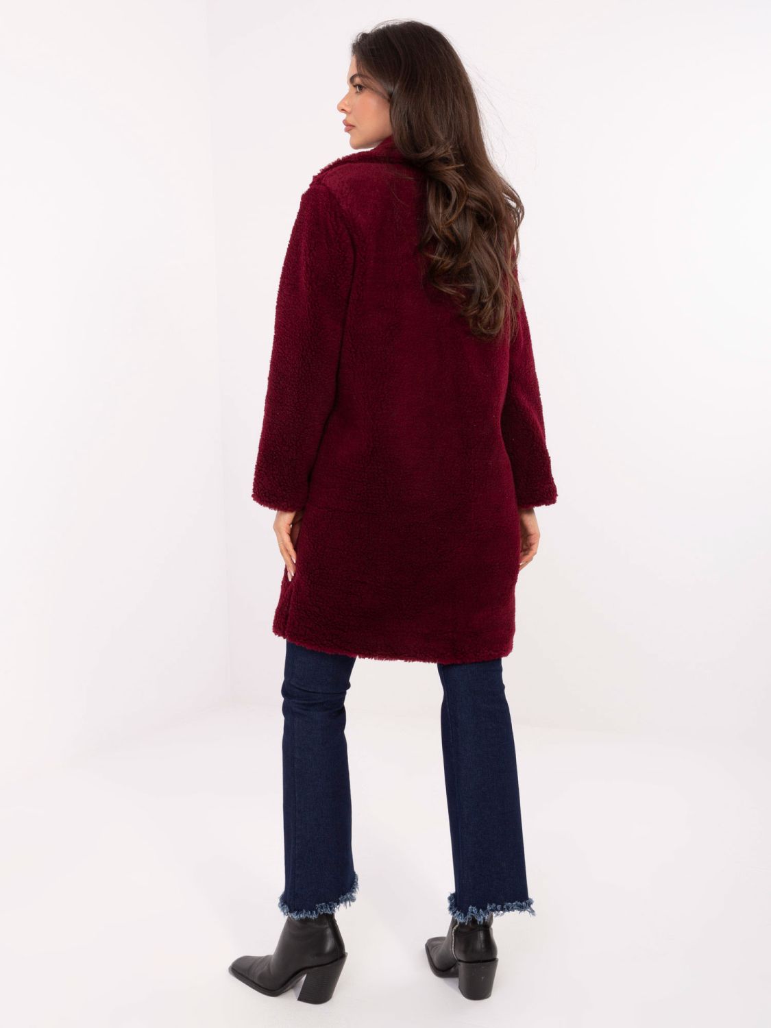 Burgundy coat with lining and pockets