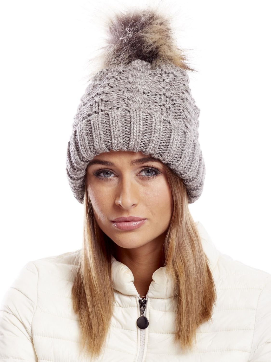 Brown Cable Knit Beanie