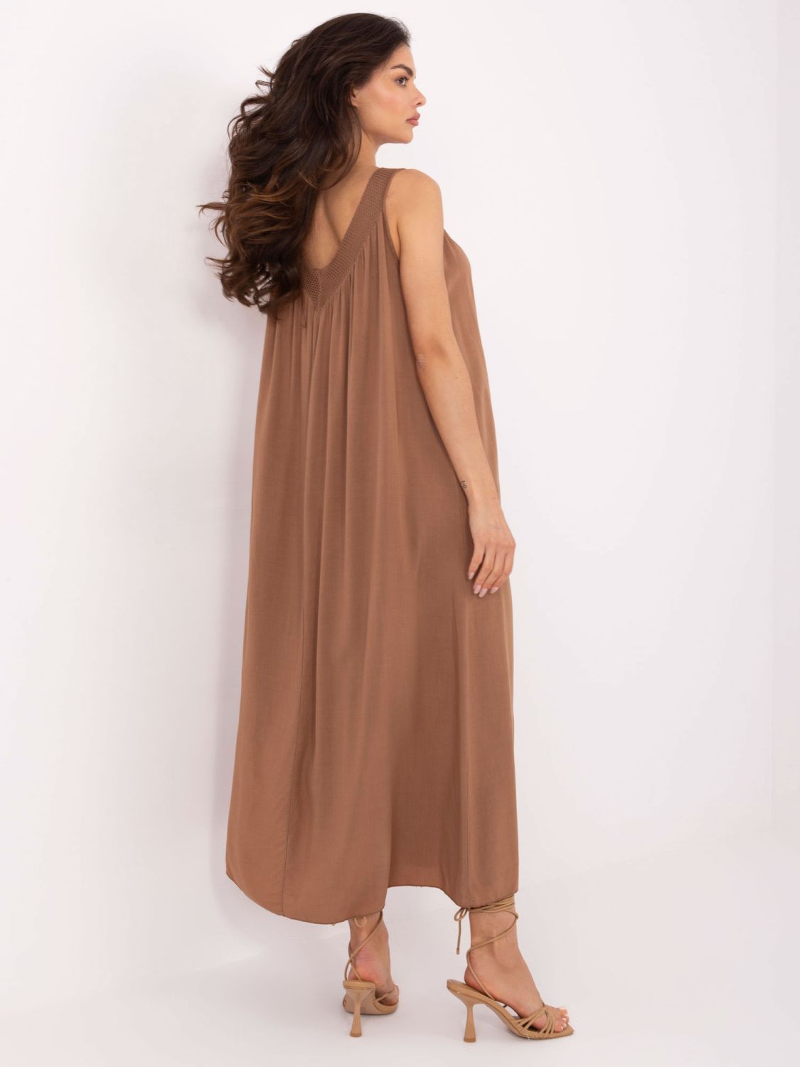 Brown Oversize Dress with V Neck