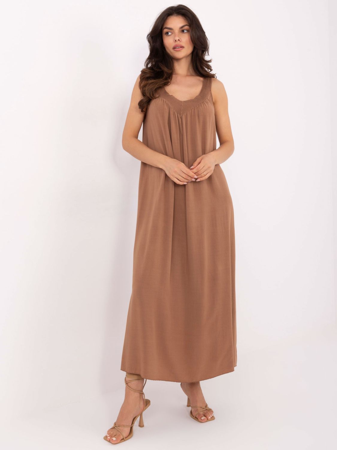 Brown Oversize Dress with V Neck